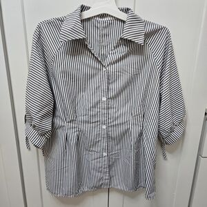 Elegant Black and White Striped Women's Blouse